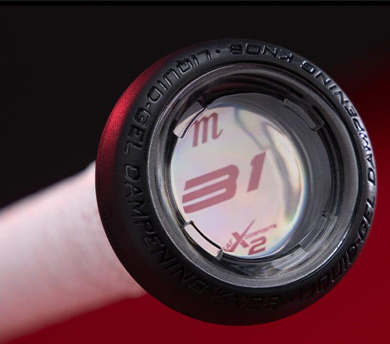 Marucci Liquid Gel System Knob shown on the Marucci CATX2 Composite BBCOR Baseball Bat from Headbanger Sports