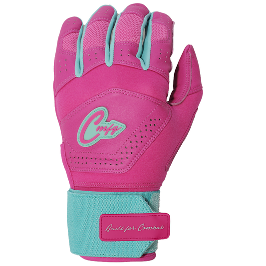 COMBAT MFG Ying Yang Long Strap Batting Gloves: Mint/Pink