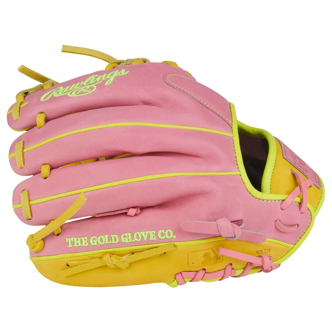 Rawlings Heart of the Hide PROR204U-2P 11.5" Infield Baseball Glove – Pink/Yellow, I-Web, R2G quick break-in