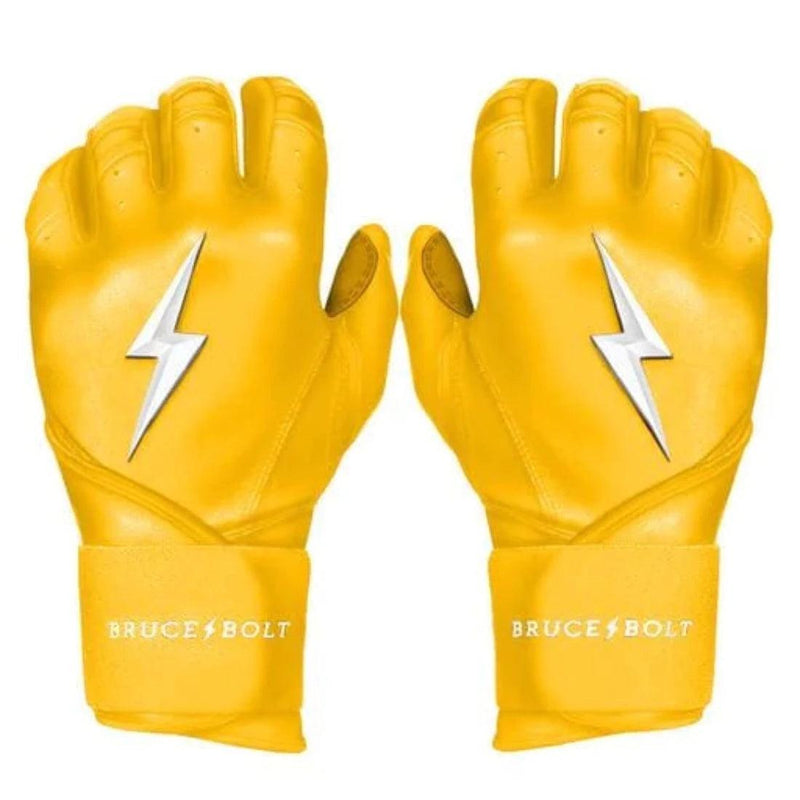 Bruce Bolt PREMIUM PRO Long Cuff Batting Gloves Yellow HB Sports HB