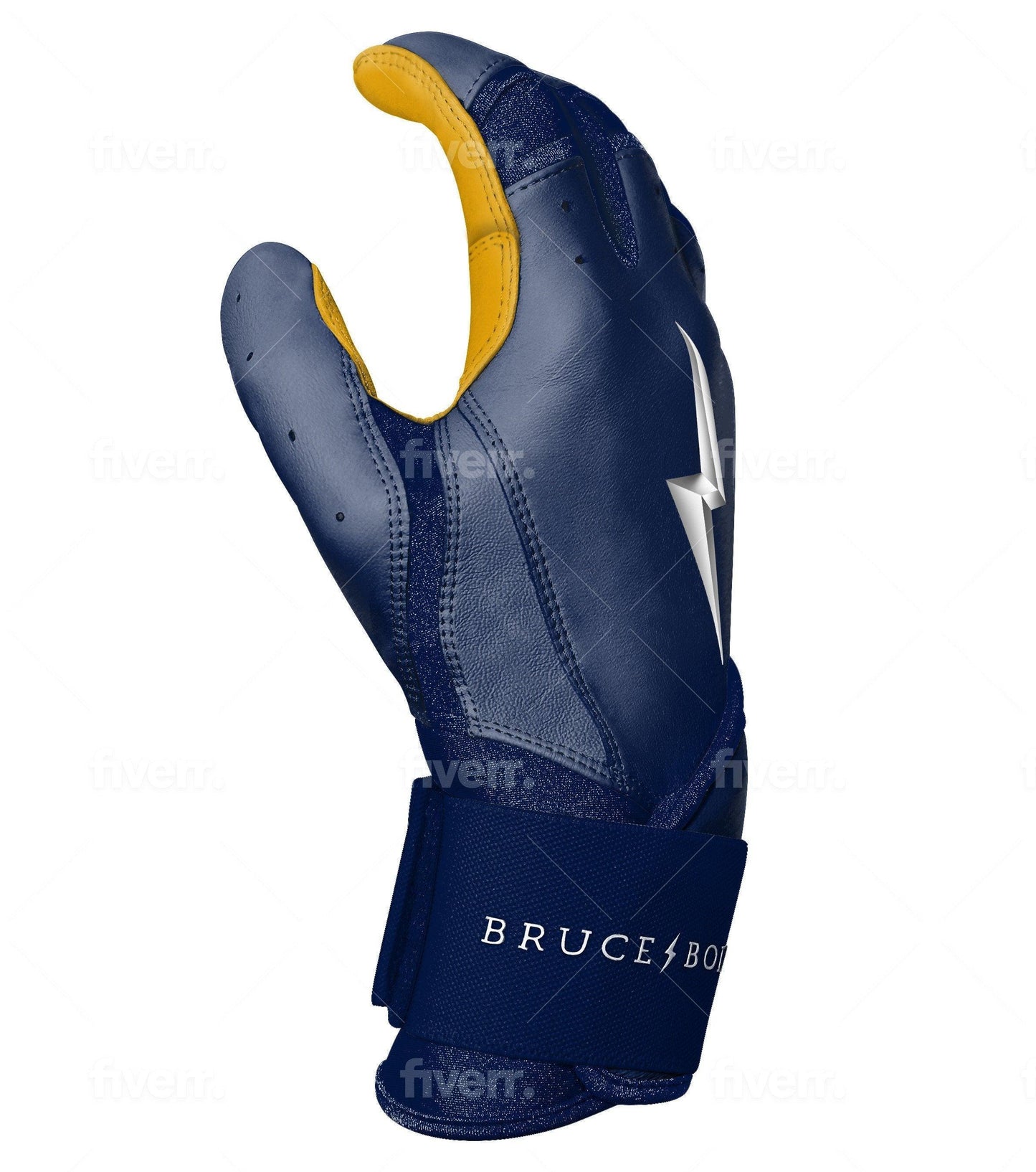 Bruce Bolt PREMIUM PRO Long Cuff Batting Gloves: Navy