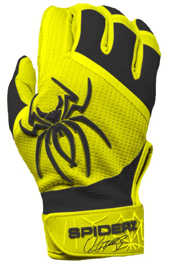 Shop 2023 Spiderz PRO Batting Gloves - Oneil Cruz Signature Series #2 Yellow/Black at Headbanger Sports