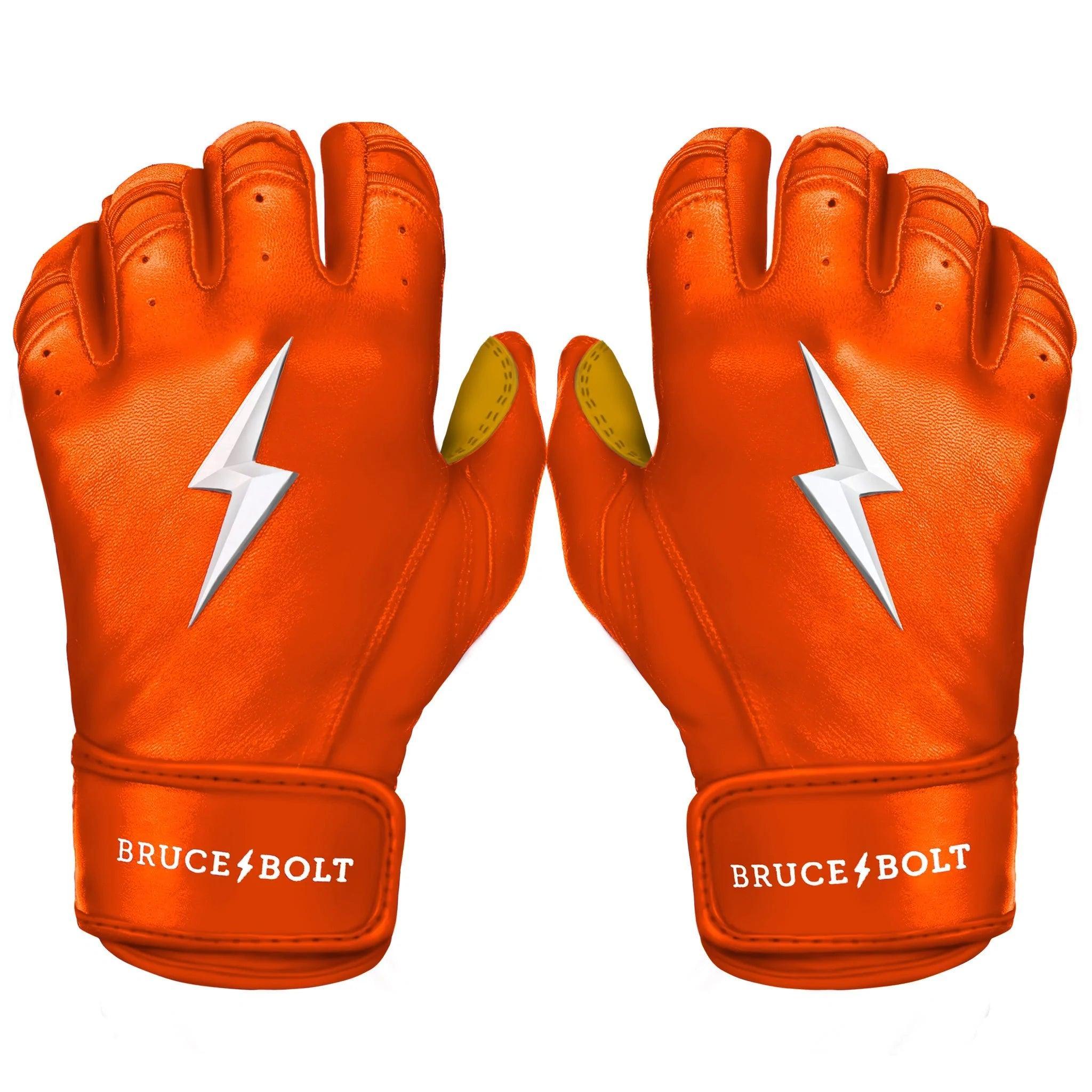 Bruce Bolt PREMIUM PRO Short Cuff Batting Gloves Orange HB Sports HB Sports Inc