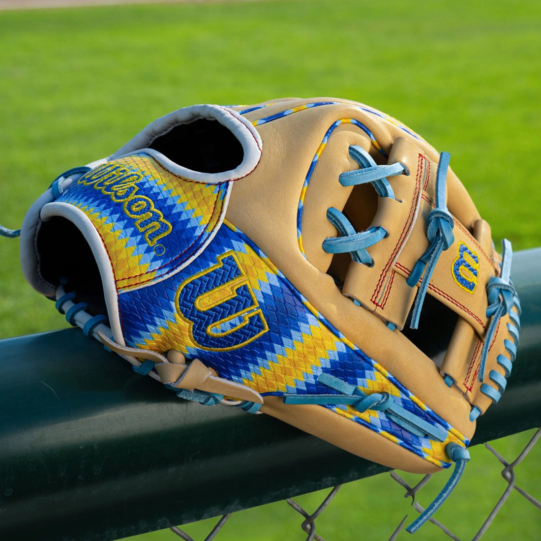 Blonde Pro Stock® leather 11.75” glove with SuperSnakeSkin™ design straight from Bobby Witt Jr.’s Chinook Seedery Lemon Pepper Sunflower Seeds
