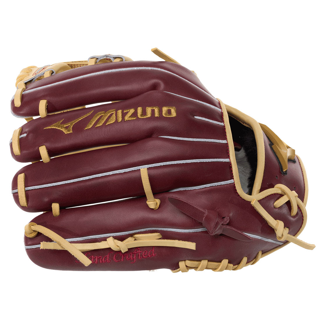 Maroon and Blonde Mizuno Pro Select 11.75" Infield Baseball Glove on a white background
