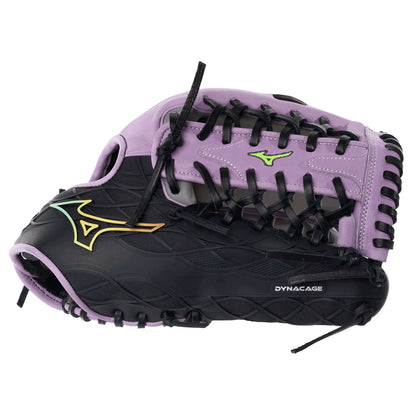 Side profile view of the Mizuno Pro Select DynaCage GPS-72DDC 12.75 inch outfield baseball glove on a white background