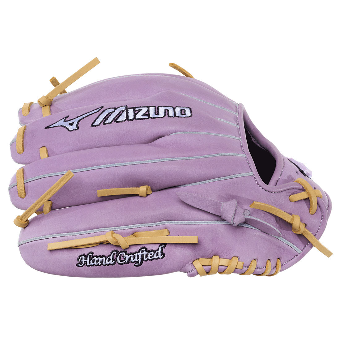 Mizuno Pro Select 12" fastpitch softball glove in a Lavender colorway with blonde lacing and accenting on a white background