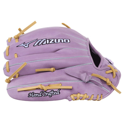 Mizuno Pro Select 12" fastpitch softball glove in a Lavender colorway with blonde lacing and accenting on a white background