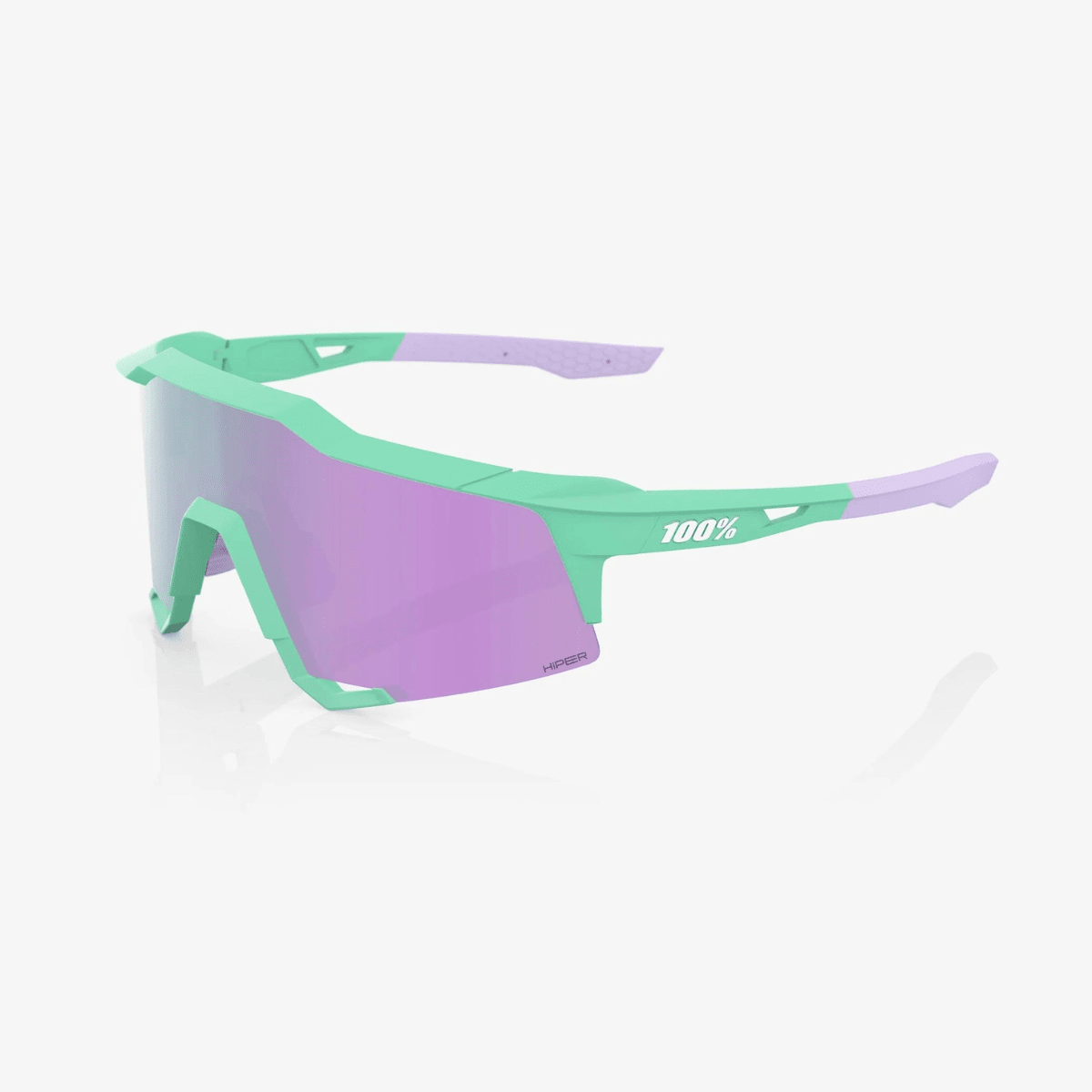 Shop 100% Speedcraft Sunglasses Soft Tact Mint - HiPER Lavender Mirror Lens