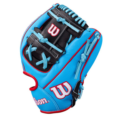 2027 Wilson A2000 1786SS Sky Blue SuperSkin baseball glove side view