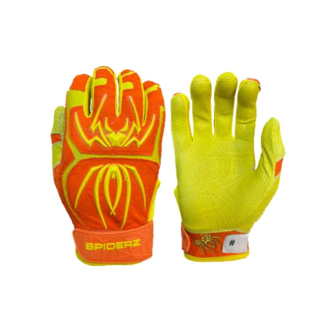 Shop the 2024 Spiderz ENDITE Batting Gloves Orange / Yellow HB