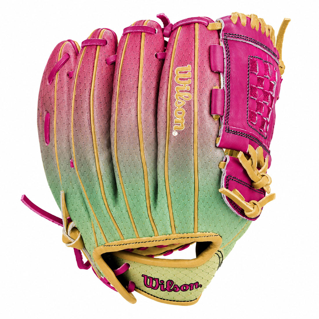 Wilson A1000 Sunset P12 12 inch fastpitch pitcher’s glove Sunset Swirl Blonde Flamingo Pink