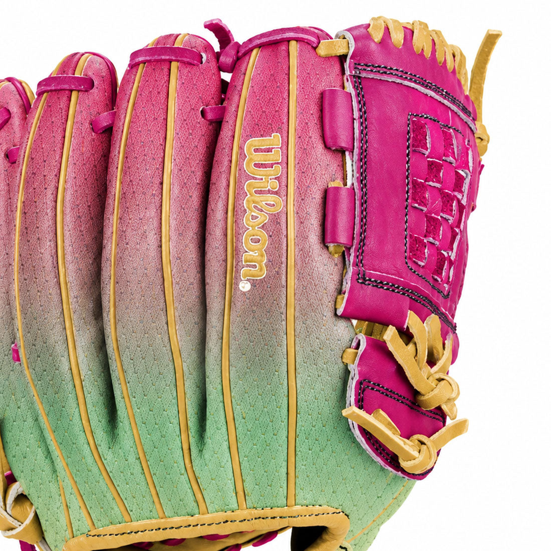 Wilson A1000 Sunset P12 Lattice Two-Piece Weave Web close up