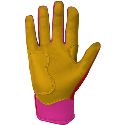 pink batting gloves premium leather baseball softball bader series