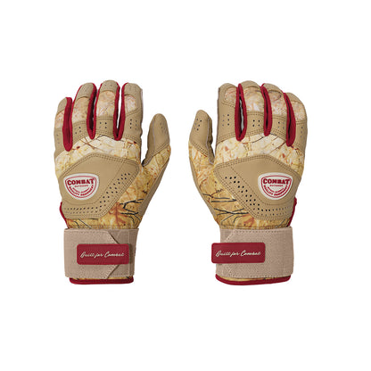 combat mfg be the hunter not the hunted batting gloves beige red camo