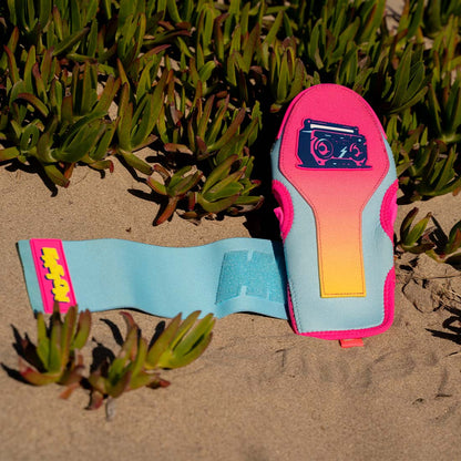 The Boombox Easton Spring Break Collection Sliding Mitt: ESLDMITT on a sandy beach