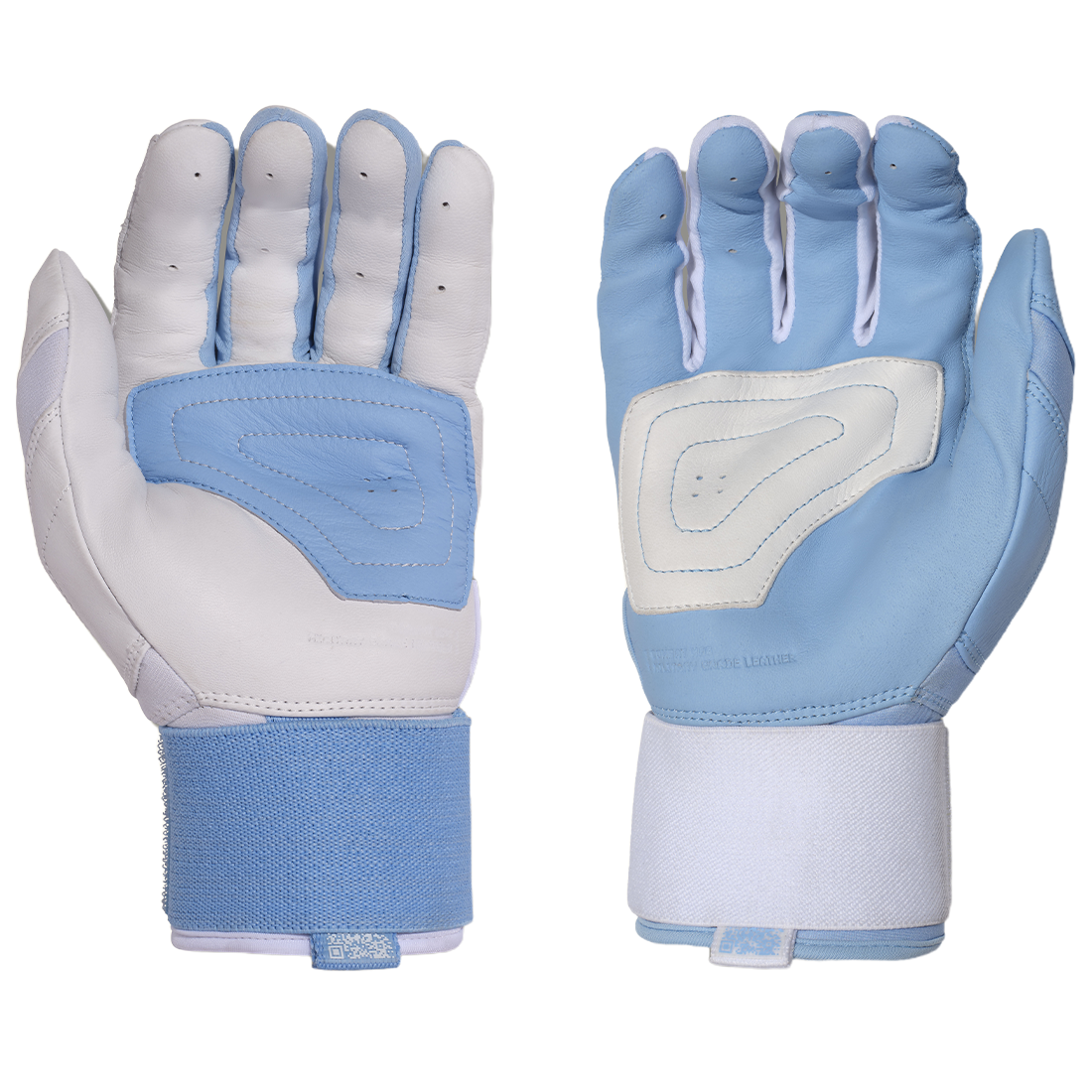COMBAT MFG Ying Yang Long Strap Batting Gloves: White/Columbia Blue