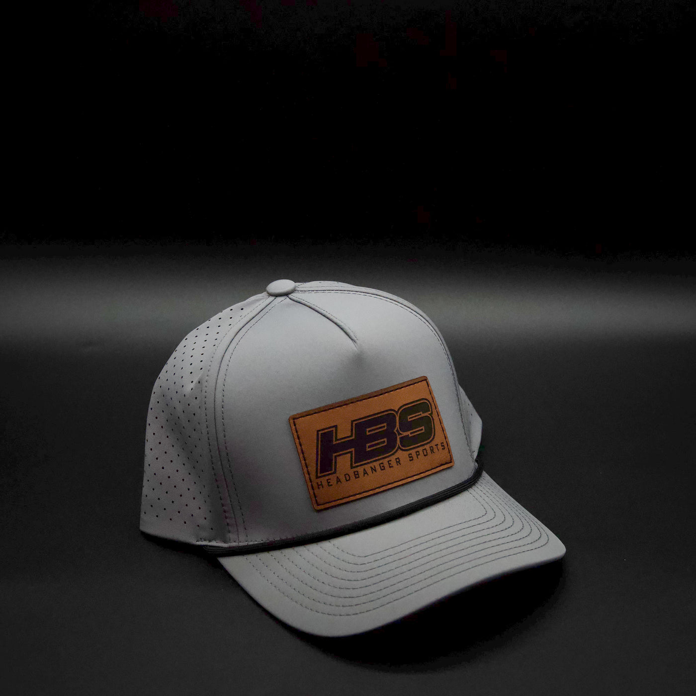 Headbanger Sports Exclusive Graphite P424 Perforated Snapback Lifestyle Faux Leather Patch Hat: Rawhide HBS Patch