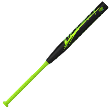 An Easton Marsh USA bat with a black barrel and a bright neon green handle, featuring the brand name 'EASTON' in a green-to-blue gradient on the barrel.