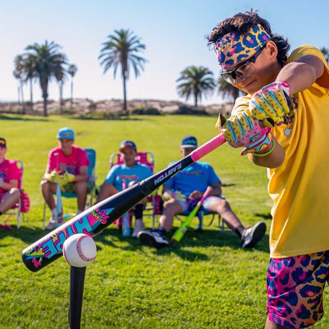 Kid swinging a 2026 Easton Hype Fire "Spring Break" Black 2 5/8" USA Baseball Bat