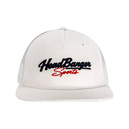 - Headbanger Sports GB452F Five-Panel Trucker Snapback Hat with embroidered logo