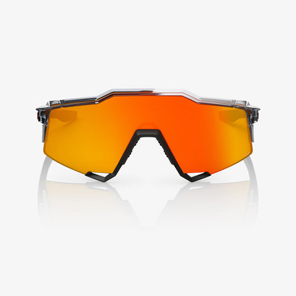 100% SPEEDCRAFT Sunglasses Soft Translucent Grey & Matte Black - HiPER Red Mirror Lens