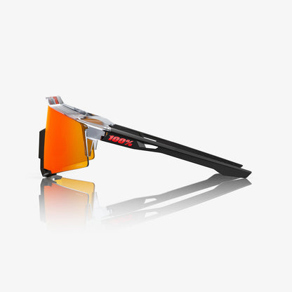 100% SPEEDCRAFT Sunglasses Soft Translucent Grey & Matte Black - HiPER Red Mirror Lens