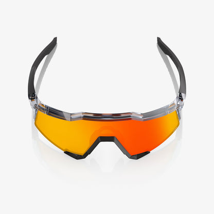 100% SPEEDCRAFT Sunglasses Soft Translucent Grey & Matte Black - HiPER Red Mirror Lens