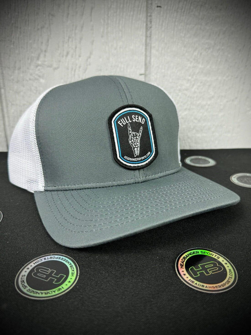 Headbanger Sports FULL SEND LIfestyle Snapback Hat Graphite / White