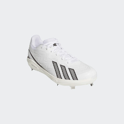 white adidas lightweight baseball cleats with synthetic outsole