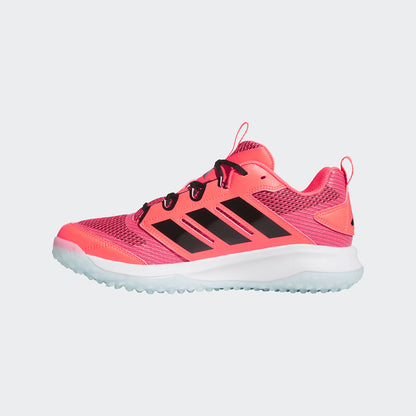 Solar Red Adidas adizero dgt turf trainer baseball shoes white black gum outsole lightstrike cushioning