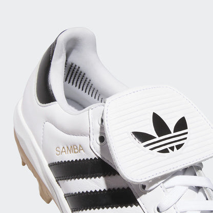 adidas Samba TPU Baseball Cleats in White and Black
