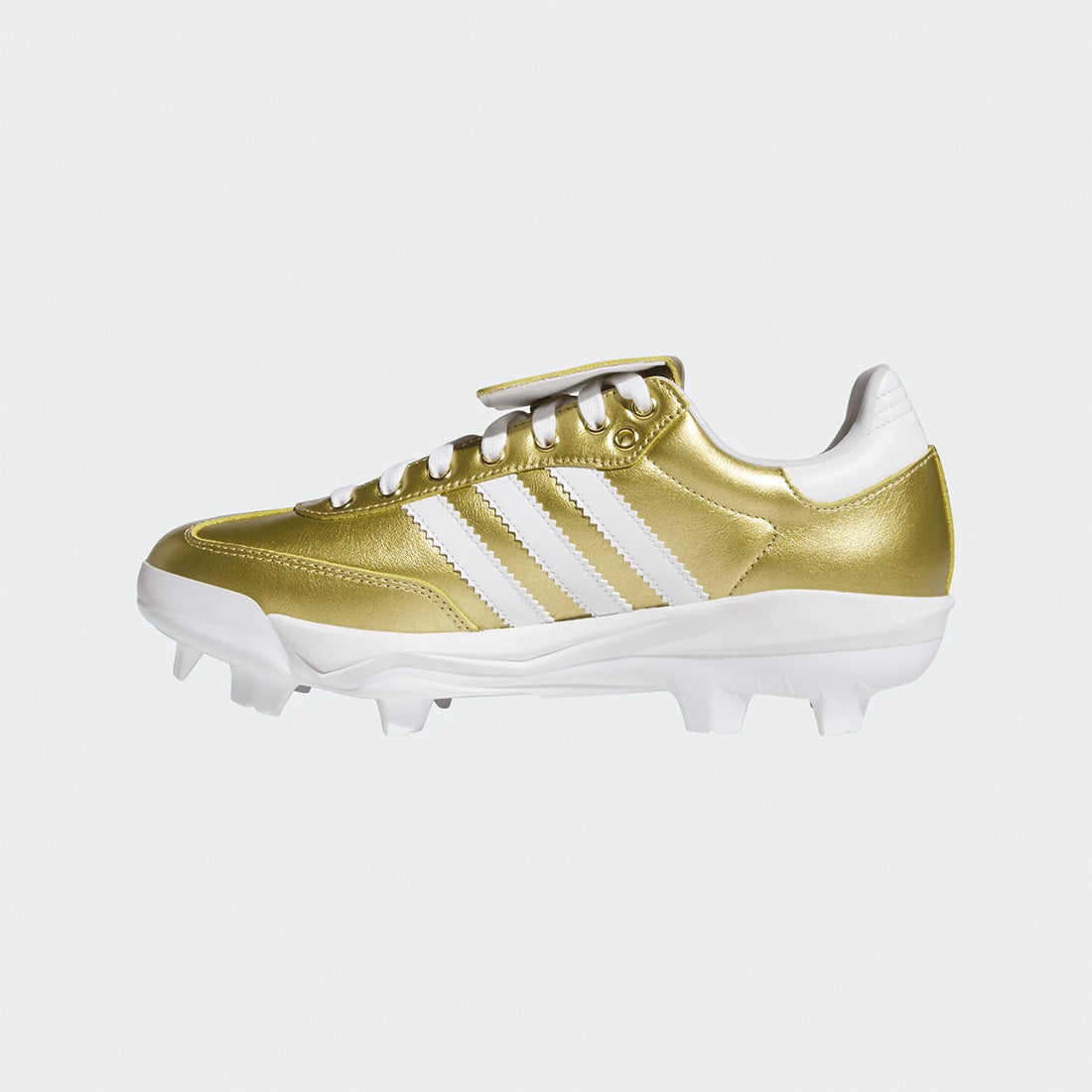 adidas Samba TPU Baseball Cleats in White and Gold
