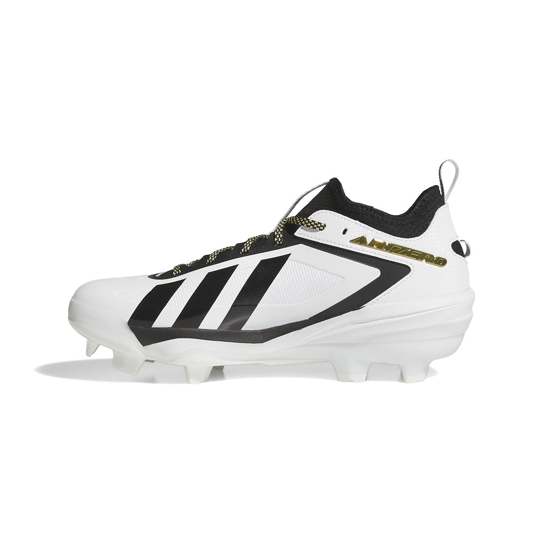 adidas Adizero Impact 3.0 TPU cleats in White and Gold Metallic
