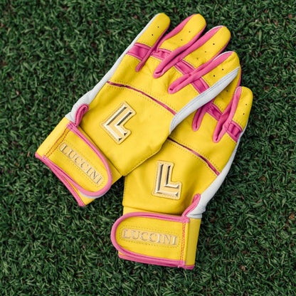 Jordan Griffin Signature Series Luccini Batting Gloves on turf