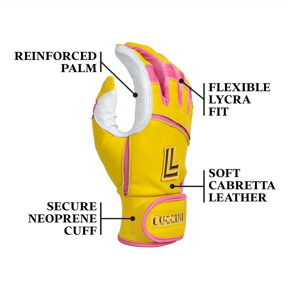 Luccini Premium Cabretta Leather Batting Glove breakdown