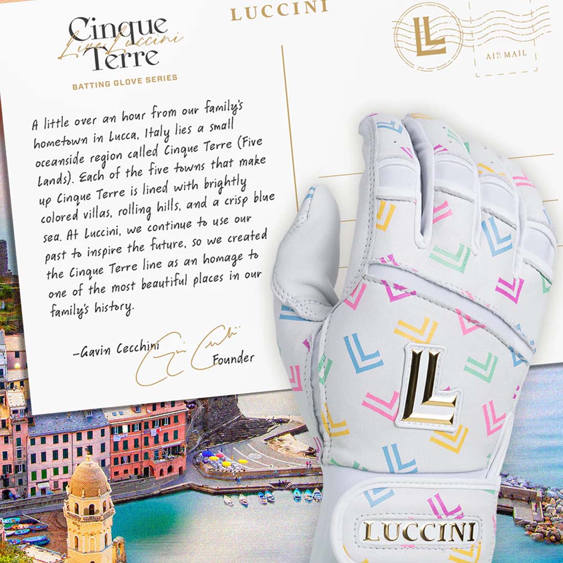 Luccini Premium Cabretta Leather Batting Gloves: Cinque Terre Series