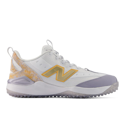 - New Balance 3000v8 Energy Turf baseball trainer in White Fresh Air and Gold Metallic