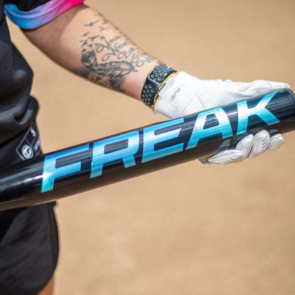 Up Close Barrel view of the 2026 Miken Freak Black 13" Maxload USA Slowpitch Softball Bat: MSA6FKBLKL