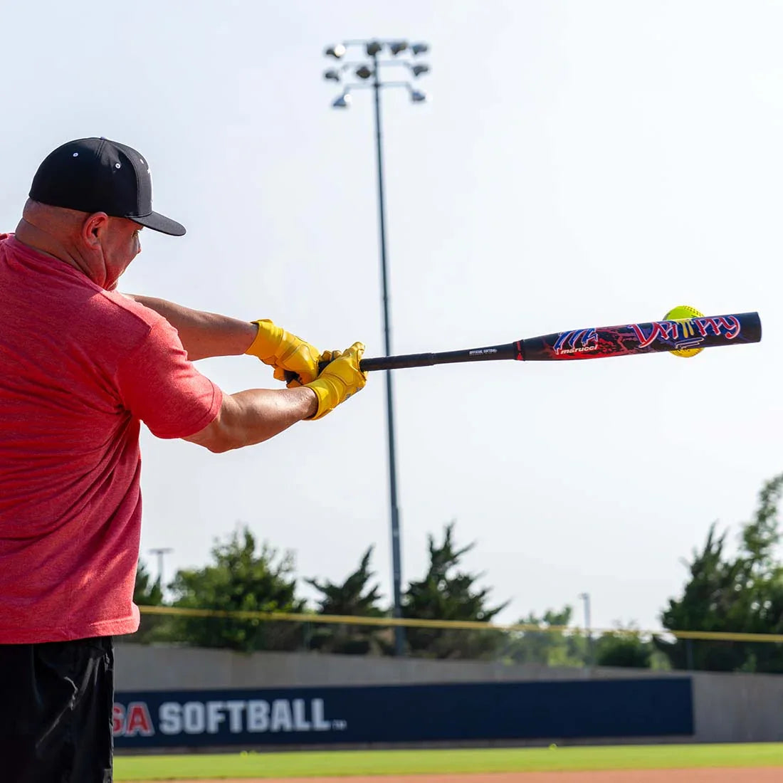 DRIIPPY 12.75" Loaded USA Slowpitch Bat (MSPDR2LA) with Dual Chamber Barrel Tech and MST mid-flex handle