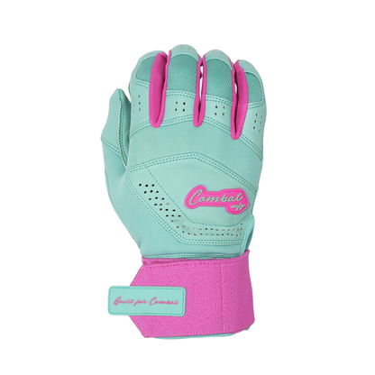 COMBAT MFG Ying Yang Long Strap Batting Gloves: Mint/Pink