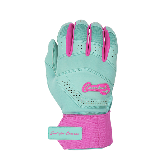 COMBAT MFG Ying Yang Long Strap Batting Gloves: Mint/Pink