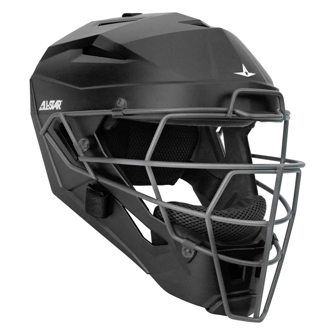 Black All Star MVP-PRO Catcher's Helmet on a white background