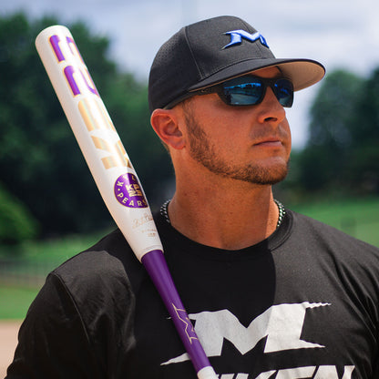 Kyle Pearson holding his brand new 2026 Miken KP23 Kyle Pearson 12.5" End Loaded USSSA Slowpitch Softball Bat