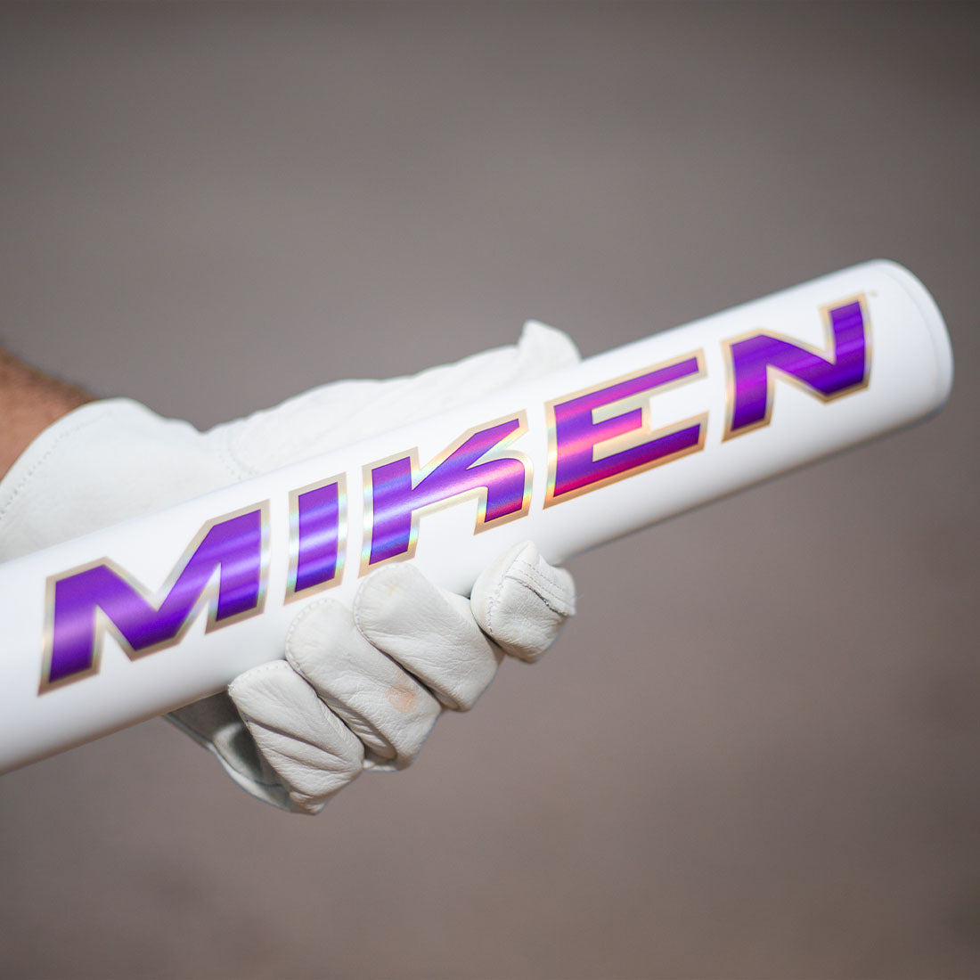 2026 Miken KP23 Kyle Pearson 14" 1PC USSSA Slowpitch Softball Bat being held by Kyle Pearson