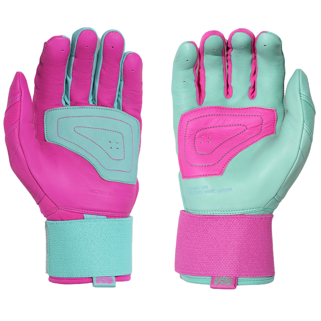 COMBAT MFG Ying Yang Long Strap Batting Gloves: Mint/Pink