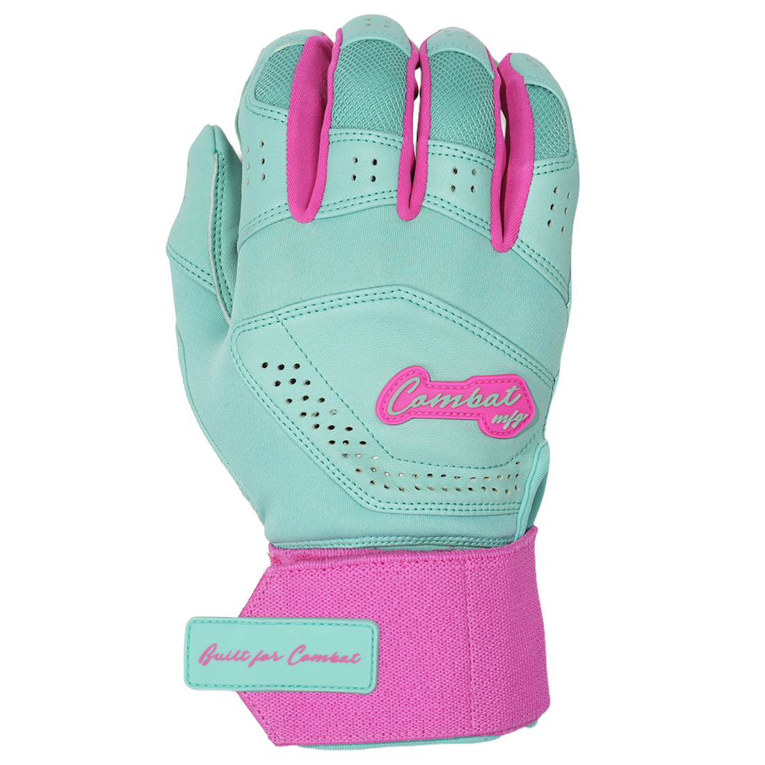 COMBAT MFG Ying Yang Long Strap Batting Gloves: Mint/Pink