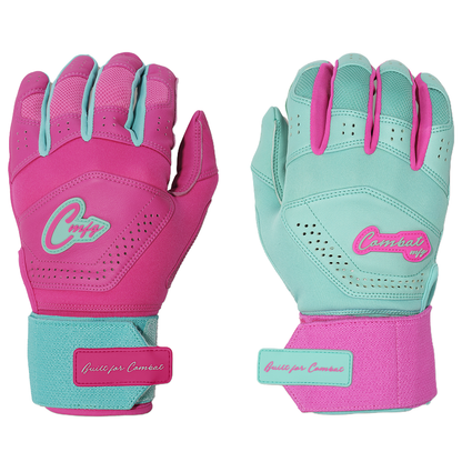 COMBAT MFG Ying Yang Long Strap Batting Gloves: Mint/Pink