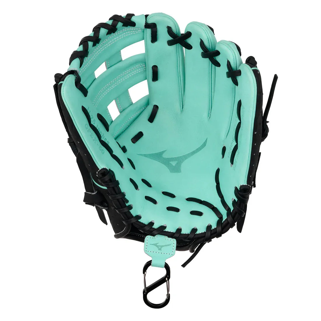 Mizuno baseball glove with teal color on a white background