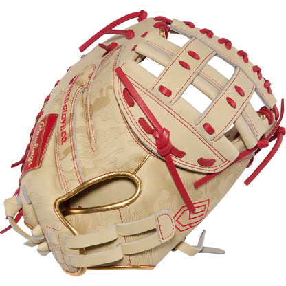 rawlings heart of the hide fastpitch 33 inch catchers mitt camel scarlet
